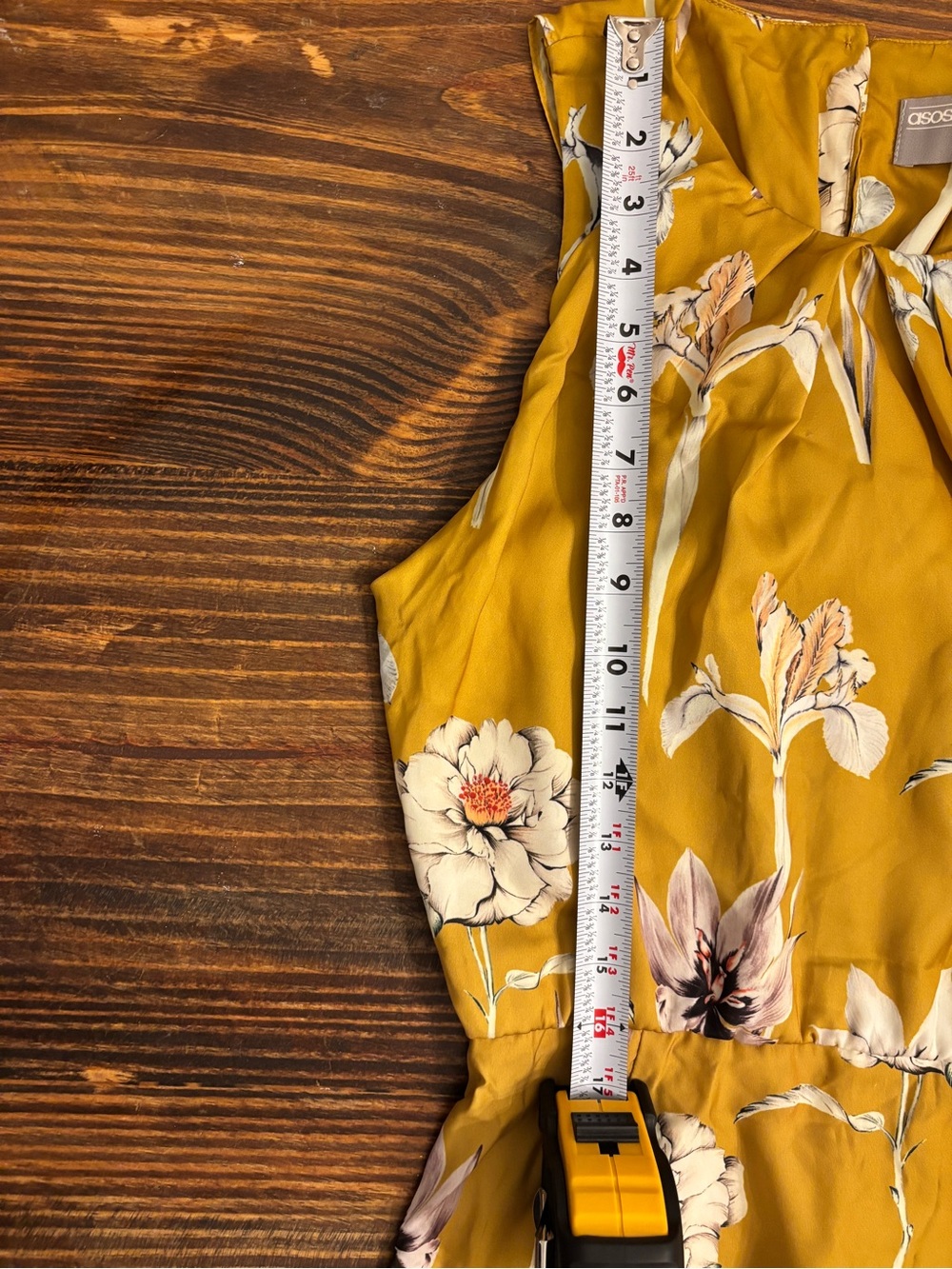 NWT ASOS Mustard Floral Sleeveless Midi Dress Size 4 Twist Back Cutout - Picture 6 of 12